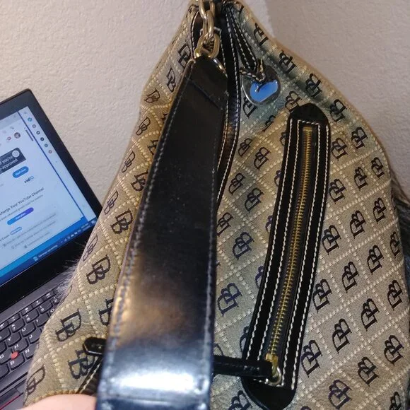 Dooney and Bourke Vintage Signature Canvas and Leather Satchel - Picture 8 of 14